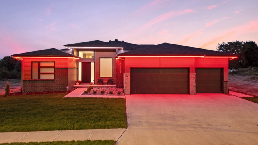 Home lit in red for game day